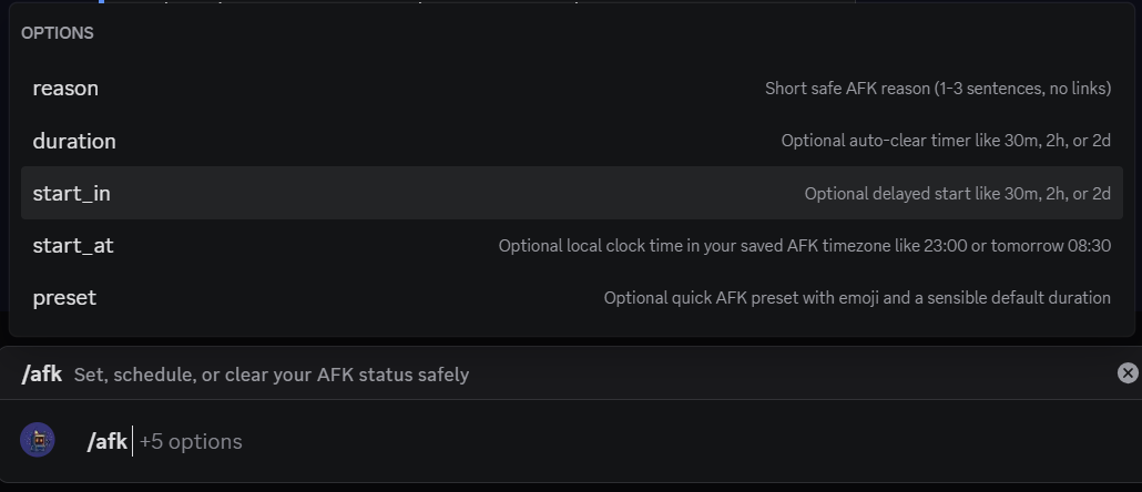 Babblebox AFK command
