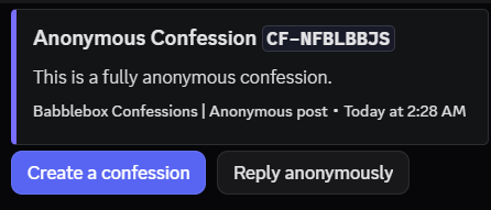 Anonymous Confession example