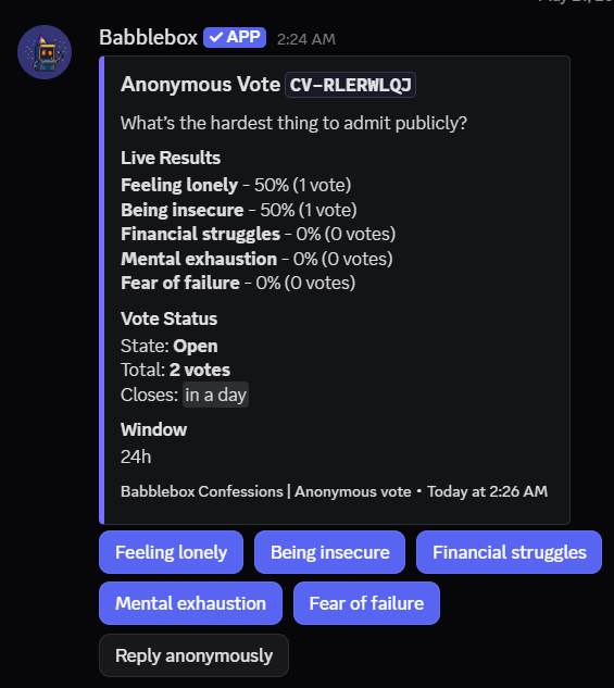 Anonymous poll example