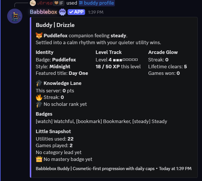 Babblebox Buddy profile example